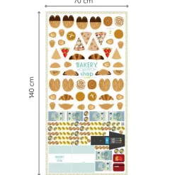 Stoffpanel The Bakery Shop Bäckerei Kaufladen Spielset bunt zum Selbernähen