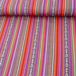 Stoff Polyester Streifen MEXICO rot pink grün blau 1,5m Breite