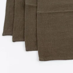 Stoffservietten 4er Set Leinen mit Baumwollanteil khaki 40x40cm von SCHÖNER LEBEN.