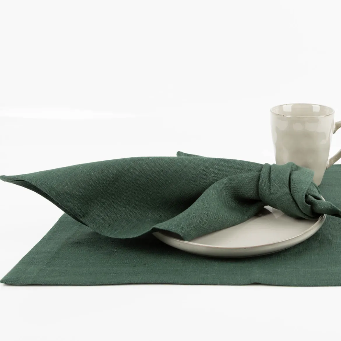 Stoffservietten Leinen Erik 4er Set 44x44cm grün hochwertig & nachhaltig