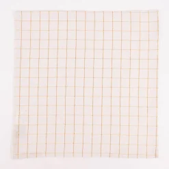 Stoffservietten Tyra Karo aus 100% Baumwolle 4 Stück 40x40cm cremeweiß goldfarbig