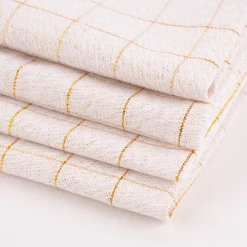 Stoffservietten Tyra Karo aus 100% Baumwolle 4 Stück 40x40cm cremeweiß goldfarbig
