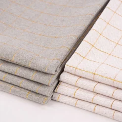 Stoffservietten Tyra Karo aus 100% Baumwolle 4 Stück 40x40cm grau goldfarbig