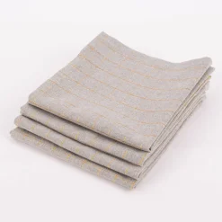 Stoffservietten Tyra Karo aus 100% Baumwolle 4 Stück 40x40cm grau goldfarbig