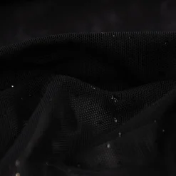 Stretch Tüllstoff Glitzer weich einfarbig schwarz 1,5m Breite