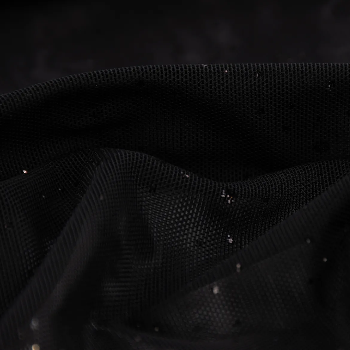 Stretch Tüllstoff Glitzer weich einfarbig schwarz 1,5m Breite
