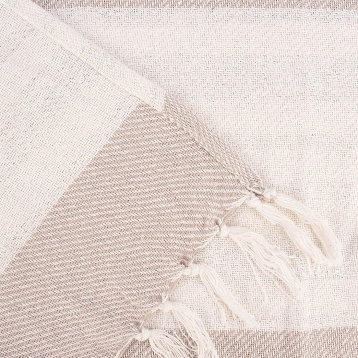 Strickplaid Streifen mit Silberfaden beige creme 125x150cm