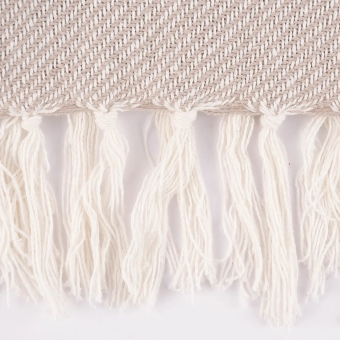 Strickplaid Streifen mit Silberfaden beige creme 125x150cm