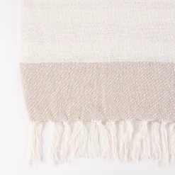 Strickplaid Streifen mit Silberfaden beige creme 125x150cm