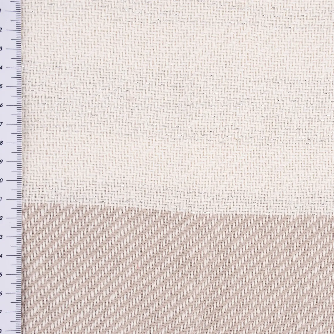 Strickplaid Streifen mit Silberfaden beige creme 125x150cm