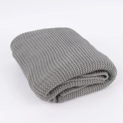 Strickplaid Wolle einfarbig silbergrau 130x170cm