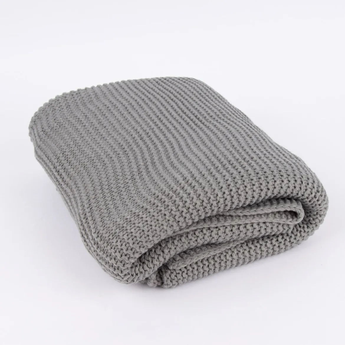 Strickplaid Wolle einfarbig silbergrau 130x170cm