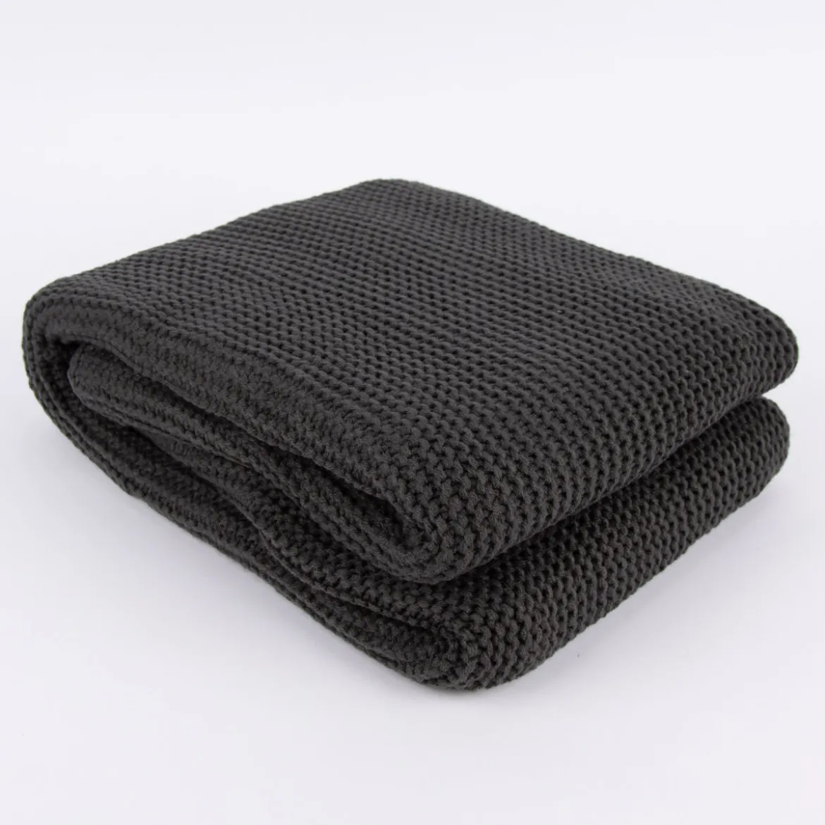 Strickplaid Wolle einfarbig schiefergrau 130x170cm