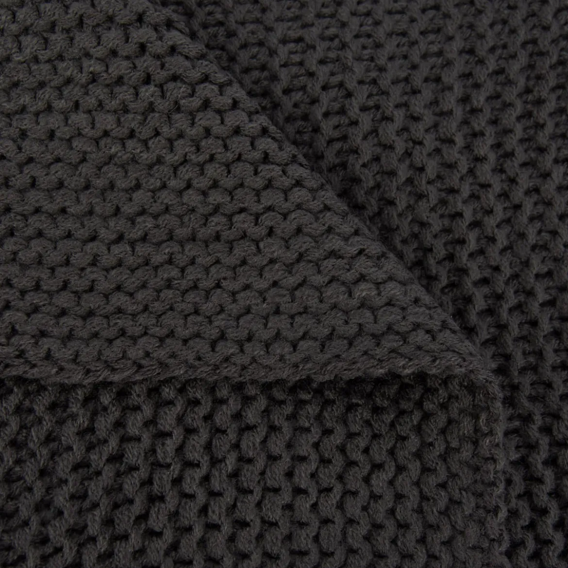 Strickplaid Wolle einfarbig schiefergrau 130x170cm