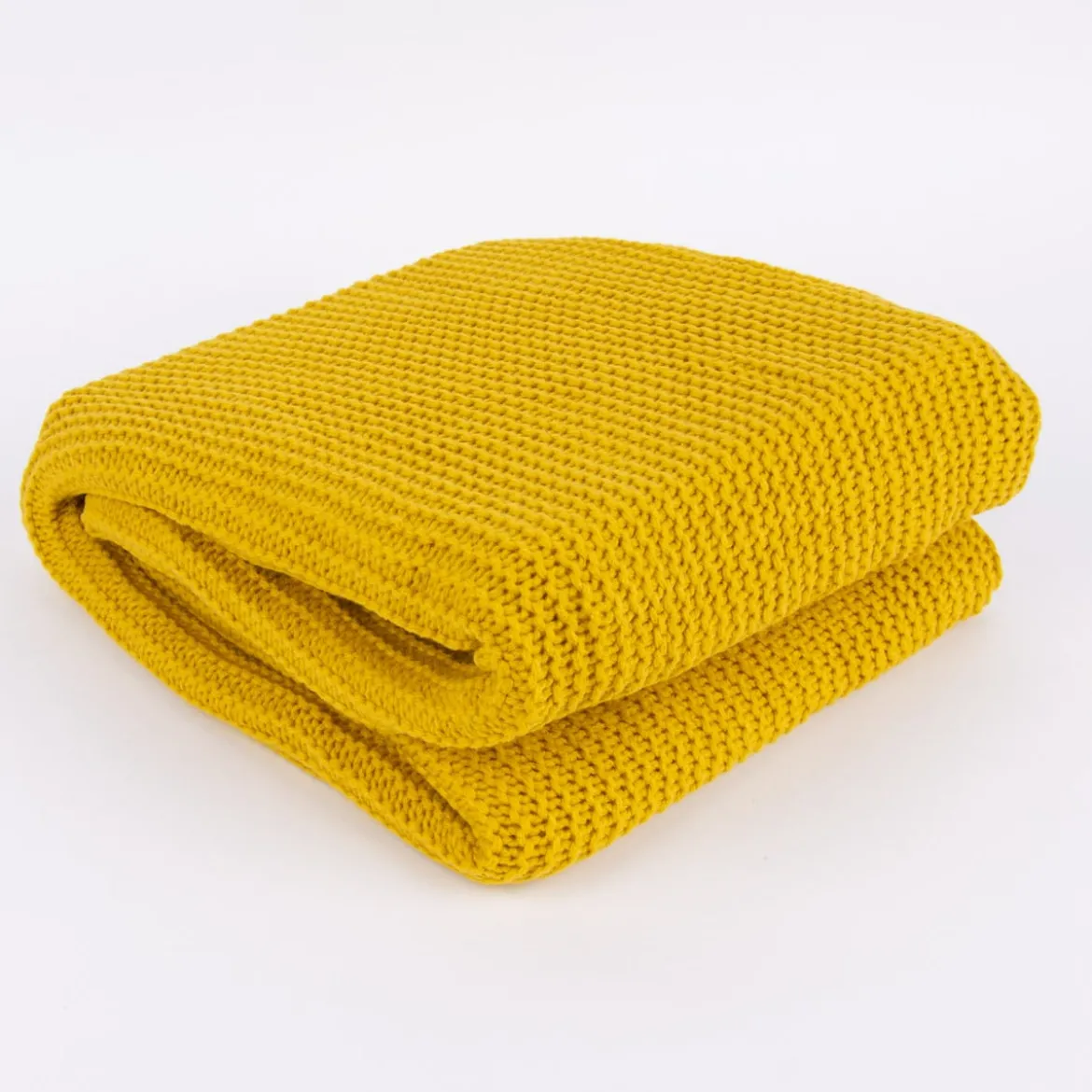 Strickplaid Wolle einfarbig currygelb 130x170cm