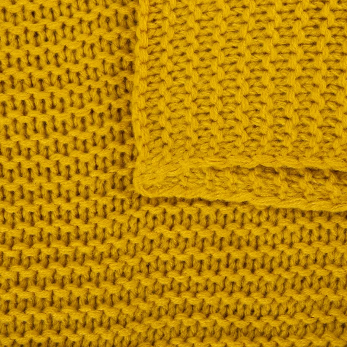 Strickplaid Wolle einfarbig currygelb 130x170cm