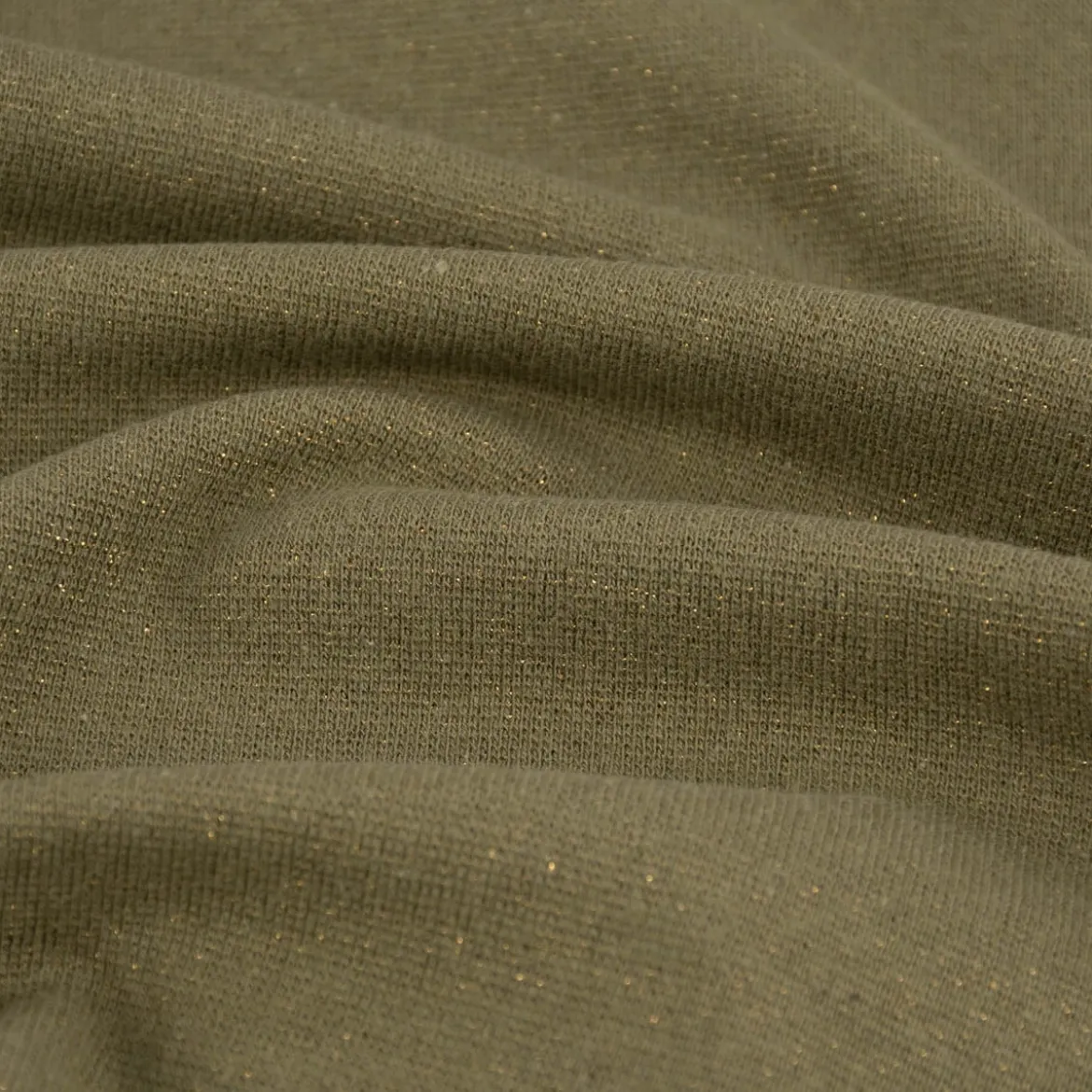 Strickschlauch Bündchenstoff Lurex Glitzer khakigrün 35cm Breite