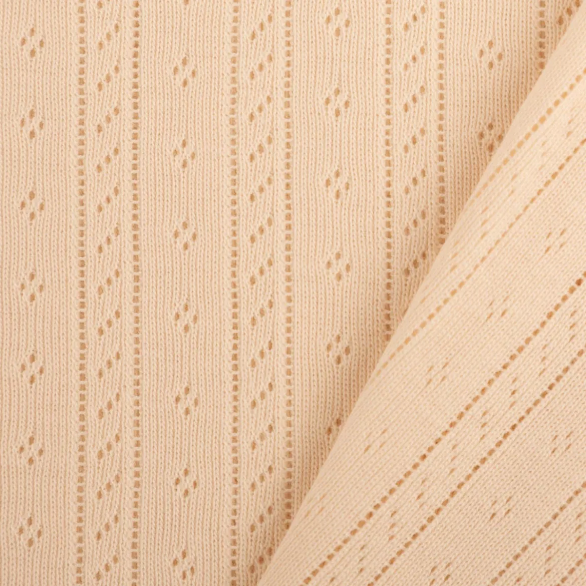 Strickstoff Ajour Pointelle Baumwolle Streifen Lochmuster ivory 145 cm Breite