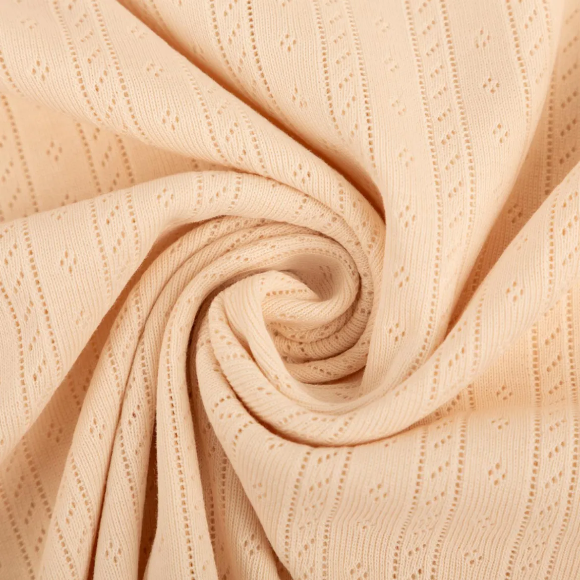 Strickstoff Ajour Pointelle Baumwolle Streifen Lochmuster ivory 145 cm Breite