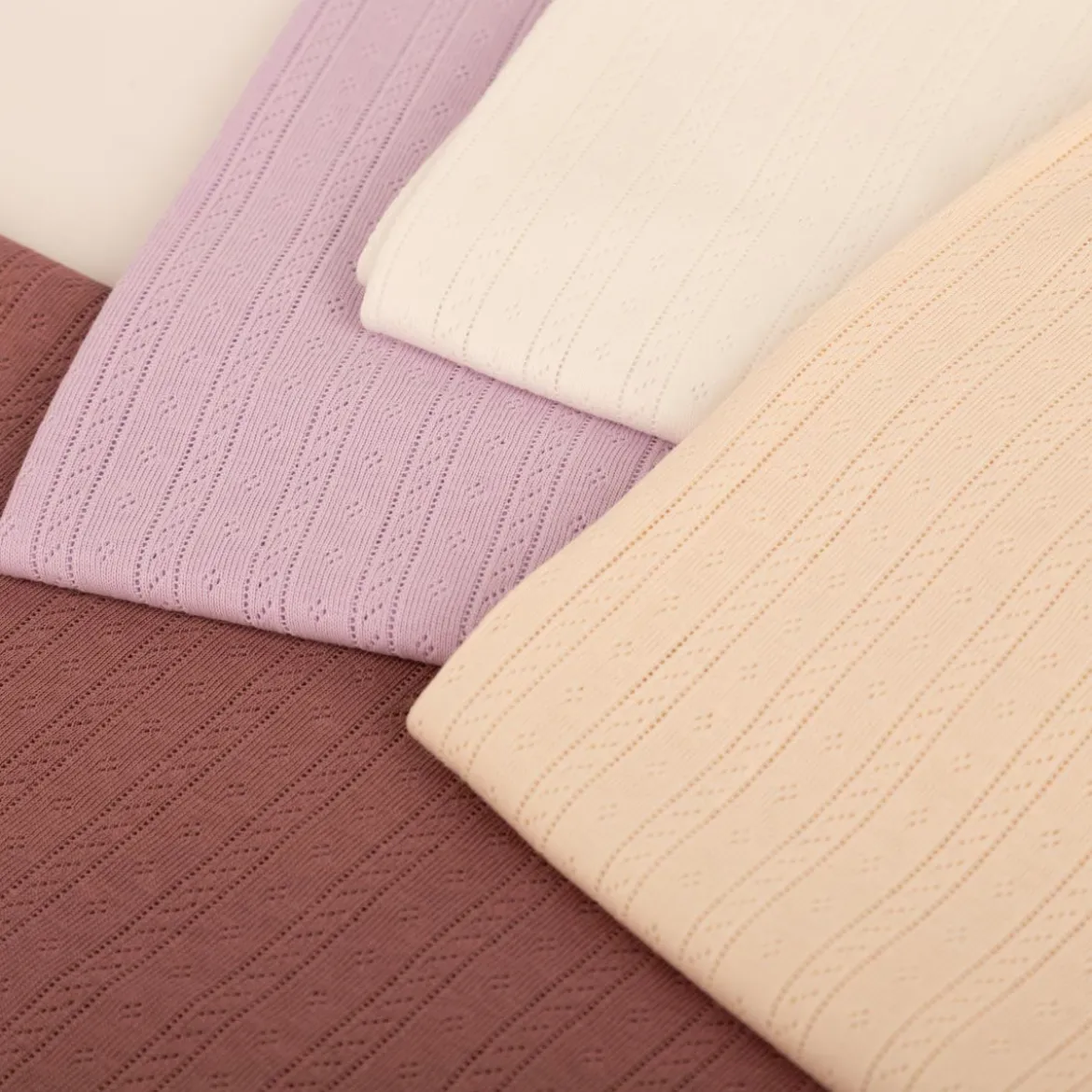 Strickstoff Ajour Pointelle Baumwolle Streifen Lochmuster ivory 145 cm Breite