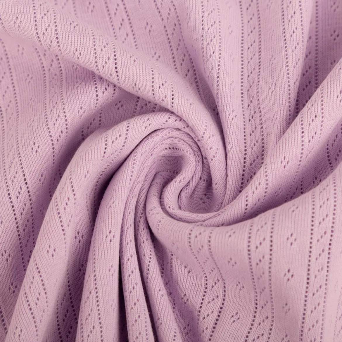 Strickstoff Ajour Pointelle Baumwolle Streifen Lochmuster lila 145 cm Breite