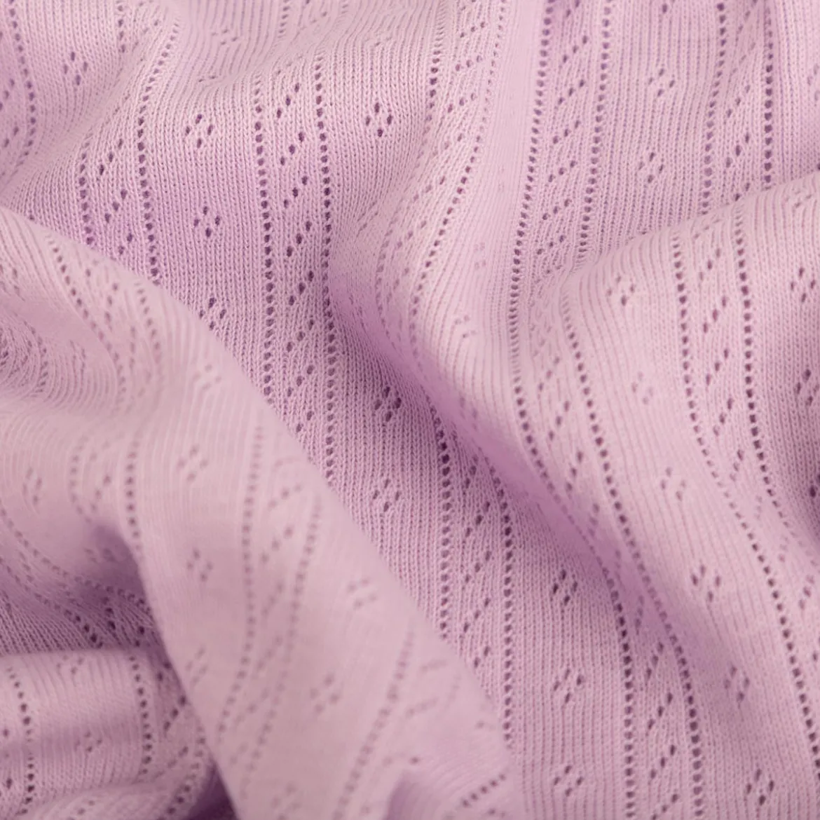 Strickstoff Ajour Pointelle Baumwolle Streifen Lochmuster lila 145 cm Breite