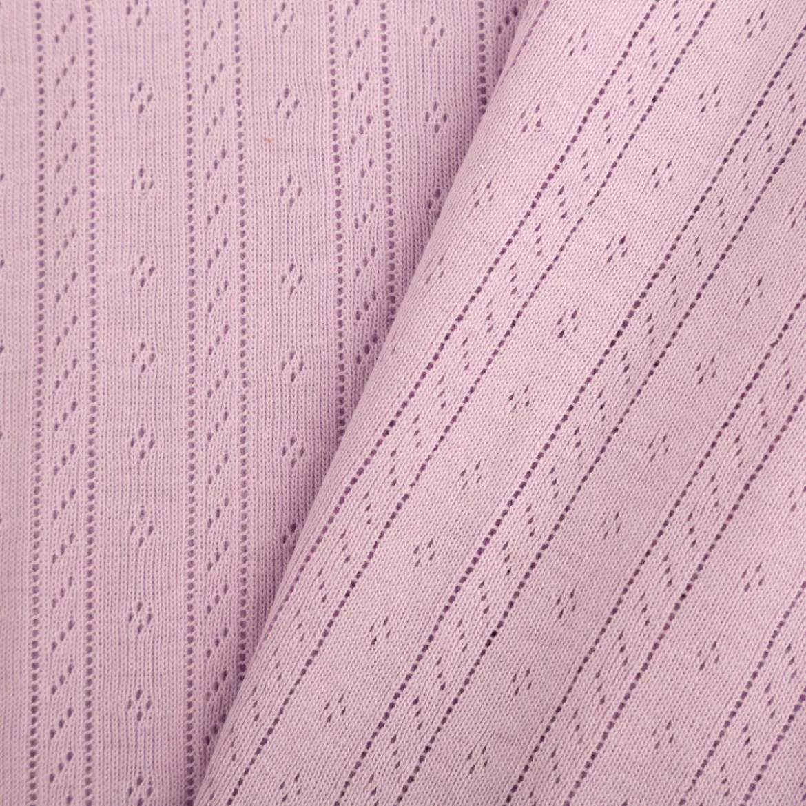 Strickstoff Ajour Pointelle Baumwolle Streifen Lochmuster lila 145 cm Breite