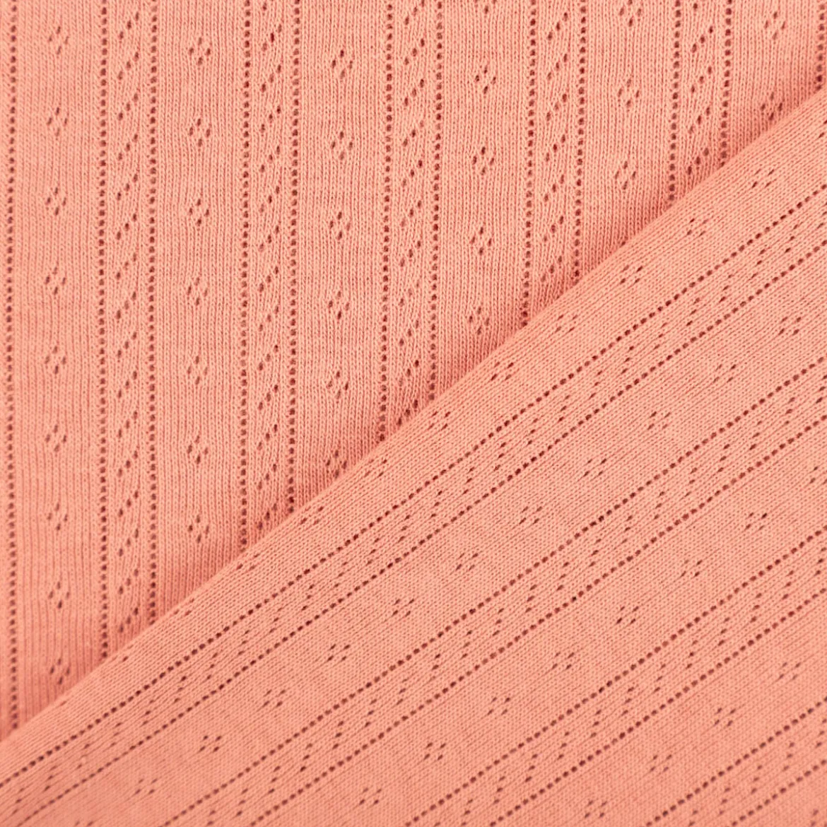 Strickstoff Ajour Pointelle Baumwolle Streifen Lochmuster Koralle 145 cm Breite