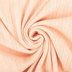 Strickstoff Ajour Pointelle Baumwolle Streifen Lochmuster Lachs 145 cm Breite