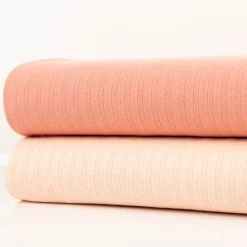 Strickstoff Ajour Pointelle Baumwolle Streifen Lochmuster Lachs 145 cm Breite
