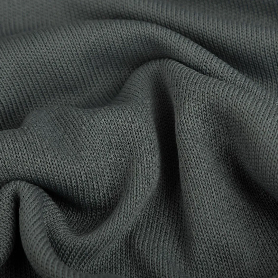 Strickstoff aus 100% Baumwolle in Stahlblau 135cm Breite