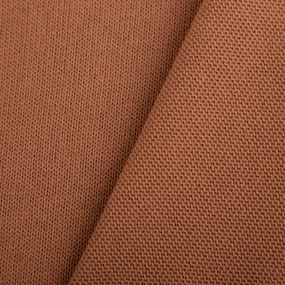 Strickstoff aus 100% Baumwolle in Camel-Braun 135cm Breite