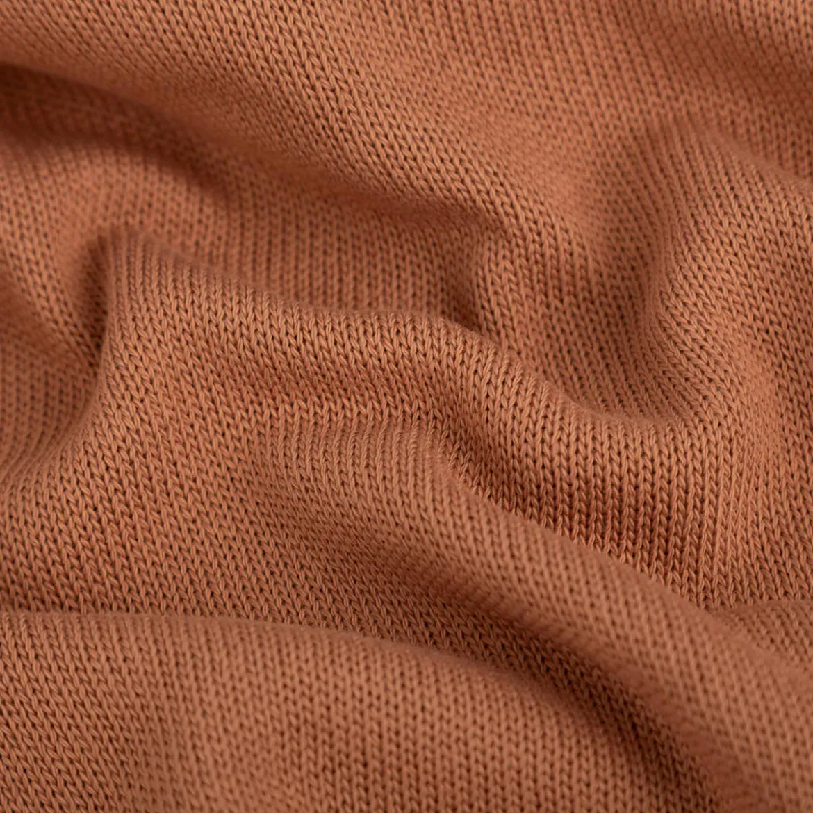 Strickstoff aus 100% Baumwolle in Camel-Braun 135cm Breite