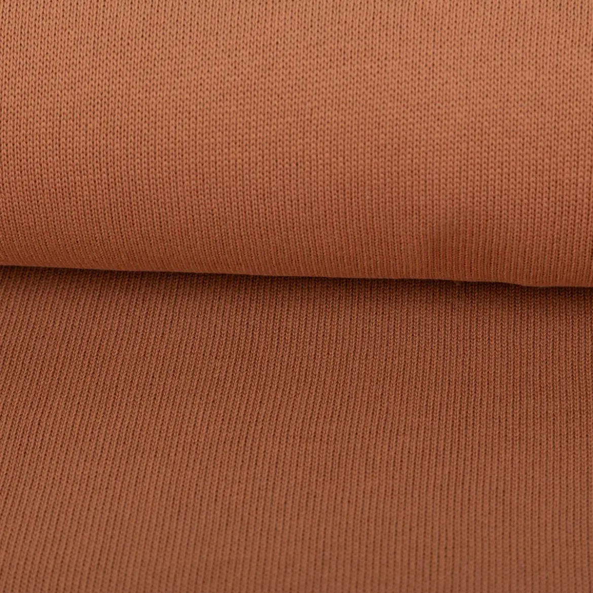 Strickstoff aus 100% Baumwolle in Camel-Braun 135cm Breite