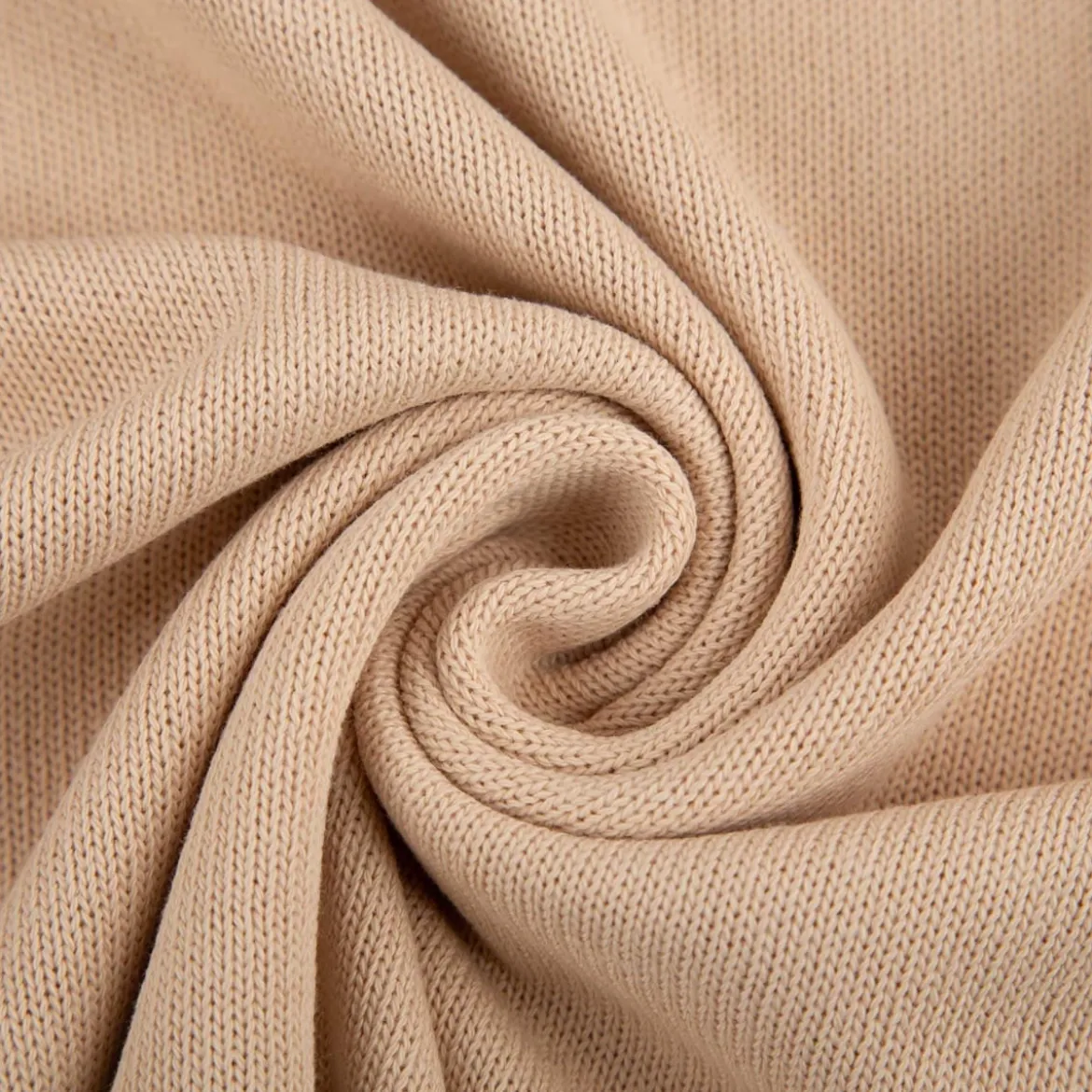 Strickstoff aus 100% Baumwolle in Beige 135cm Breite