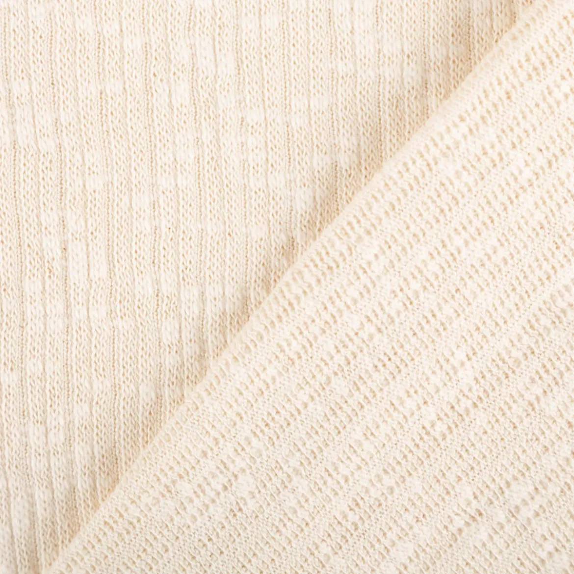 Strickstoff Baumwolle Cotton Knitted Cable natur 1,55m Breite