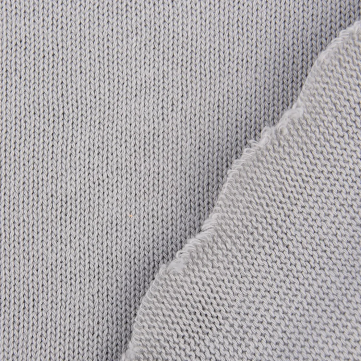 Strickstoff Baumwollstrick Bekleidungsstoff hellgrau 1,60m Breite