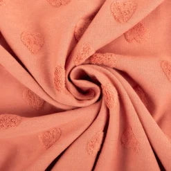Strickstoff Feinstrick Baumwolle 3D Herzchen koralle 160cm Breite