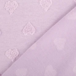 Strickstoff Feinstrick Baumwolle 3D Herzchen lila 160cm Breite