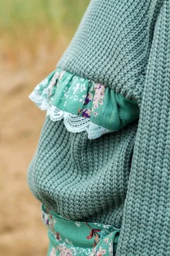 Strickstoff Grobstrick mit Baumwolle 480g/qm heavy knit einfarbig grün 150 cm Breite