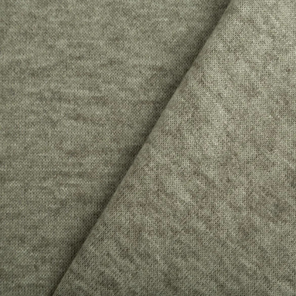 Strickstoff Heavy Knit gebürstet mit Viskose olivgrün meliert 1,50m Breite
