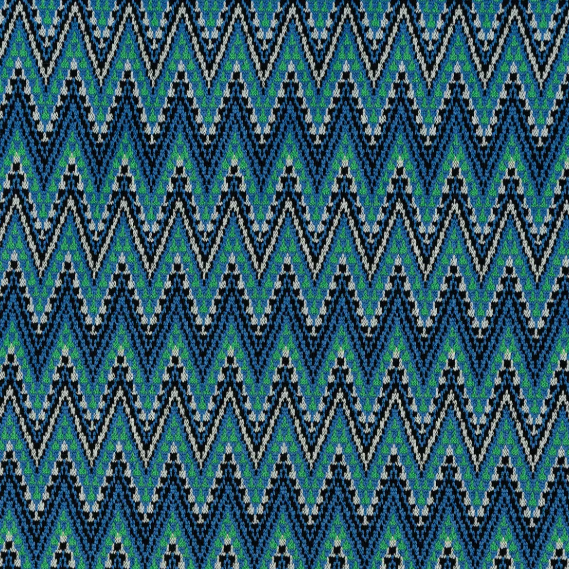 Strickstoff Jacquard Chevron ZickZack fein grün blau 1,48m Breite