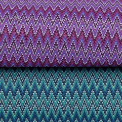 Strickstoff Jacquard Chevron ZickZack fein grün blau 1,48m Breite