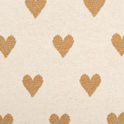 Strickstoff Jacquard Lurex Herzen natur goldfarbig 1,45m Breite