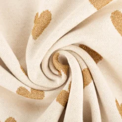 Strickstoff Jacquard Lurex Herzen natur goldfarbig 1,45m Breite