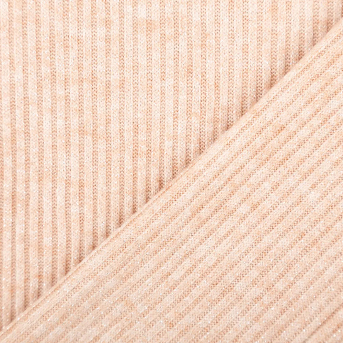 Strickstoff Rib Jersey mit Viskose Glitzereffekte rosa 150 cm Breite