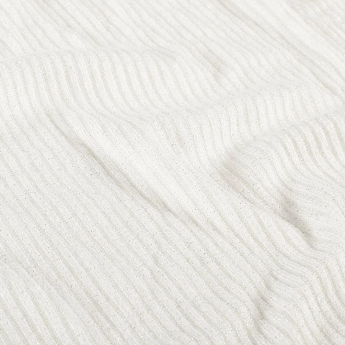 Strickstoff Rib Jersey mit Viskose Glitzereffekte wollweiß 150 cm Breite