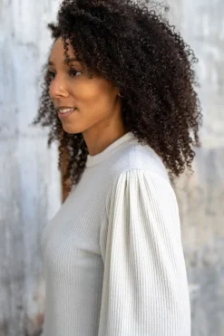 Strickstoff Rib Jersey mit Viskose Glitzereffekte wollweiß 150 cm Breite