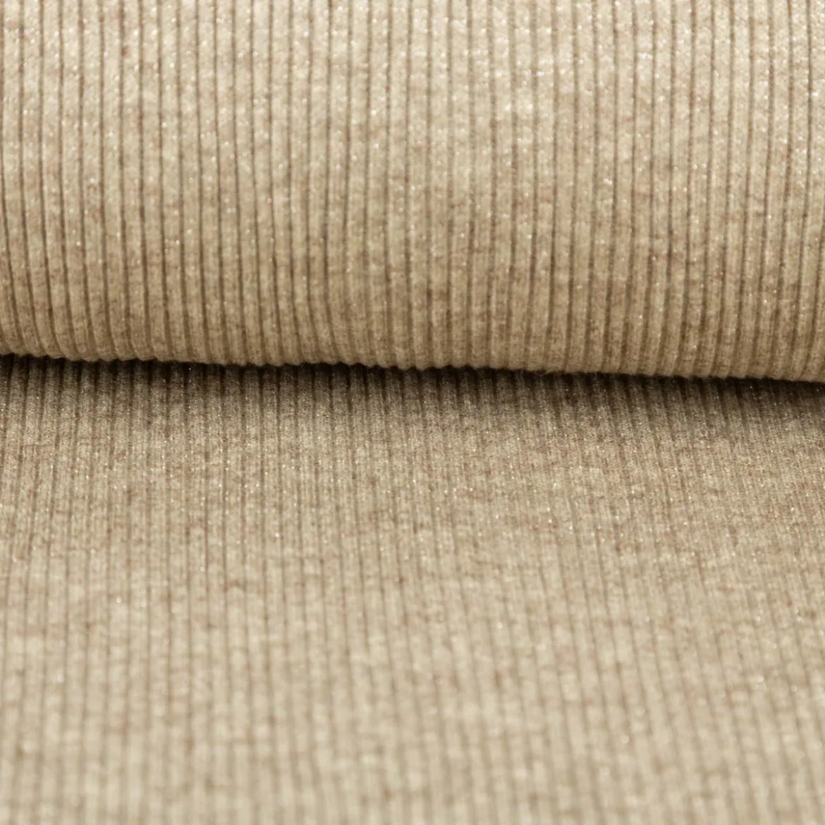 Strickstoff Rib Jersey mit Viskose Glitzereffekte taupe150 cm Breite