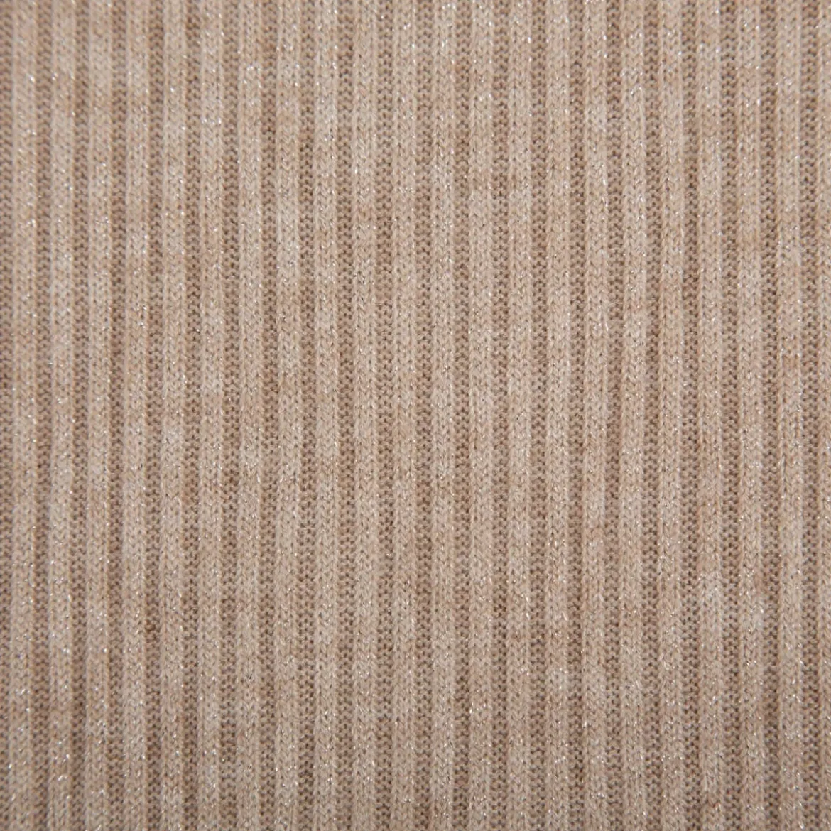 Strickstoff Rib Jersey mit Viskose Glitzereffekte beige 150cm Breite